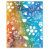 Billede: skæreskabelon plade fyldt med blomster, SIZZIX/TIM HOLTZ THINLITS DIE, Folk Flowers, 665363