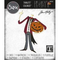 Billede: skæreskabelon påklædt skelet med græskarhoved, SIZZIX/TIM HOLTZ THINLITS DIE