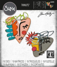 Billede: skæreskabelon abstrakte ansigter, SIZZIX/TIM HOLTZ THINLITS DIE 