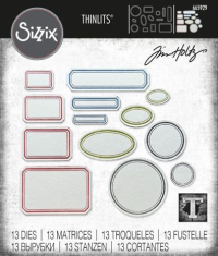 Billede: skæreskabelon forskellige labels, SIZZIX/TIM HOLTZ THINLITS DIE 