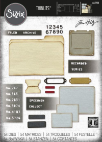 Billede: skæreskabelon forskellige tags og files, SIZZIX/TIM HOLTZ THINLITS DIE 