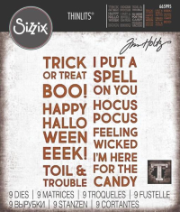 Billede: skæreskabelon engelske tekster, SIZZIX/TIM HOLTZ THINLITS DIE 