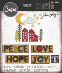 Billede: skæreskabelon juletekster og billeder, SIZZIX/TIM HOLTZ THINLITS DIE 