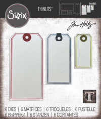 Billede: skæreskabelon 3 tags, 6 dies, SIZZIX/TIM HOLTZ THINLITS DIE 