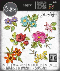 Billede: skæreskabelon malede blomster, Sizzix/Tim Holtz Thinlits Die 