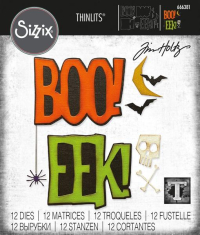 Billede: skæreskabelon BOO!, EEK! og lidt uhygge, Sizzix/Tim Holtz Thinlits Die 