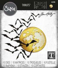 Billede: skæreskabelon flyvende flagermus omkring fuldmånen, Sizzix/Tim Holtz Thinlits Die 