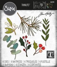 Billede: skæreskabelon grene med og uden bær, Sizzix/Tim Holtz Thinlits Die 