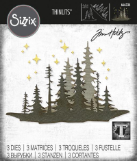 Billede: skæreskabelon træer og stjerner, Sizzix/Tim Holtz Thinlits Die 