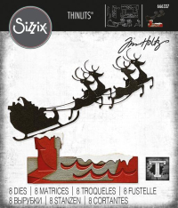 Billede: skæreskabelon julemandens kane over hustag, Sizzix/Tim Holtz Thinlits Die 