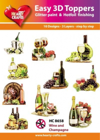 Billede: UDSTANSEDE MOTIVER MED GLITTER/GULD 10 ASS. VIN OG CHAMPAGNE, HC8658