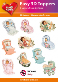Billede: UDSTANSEDE MOTIVER MED GLITTER/GULD 10 ASS BABY, HC8969