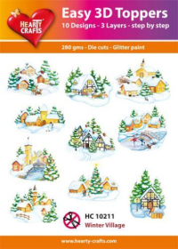Billede: UDSTANSEDE MOTIVER MED GLITTER/GULD 10 ASS. SNEDÆKKEDE HUSE