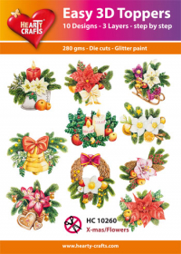 Billede: Easy 3D Toppers 10 ASS. HC10260, juleblomster i forskellige dekorationer