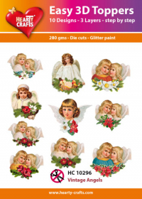 Billede: UDSTANSEDE MOTIVER MED GLITTER/GULD 10 ASS. Vintage Engle, HC10296