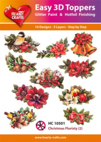 Billede: UDSTANSEDE MOTIVER MED GLITTER/GULD 10 ASS. HC10501, Christmas Floristy