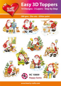 Billede: UDSTANSEDE MOTIVER MED GLITTER/GULD 10 ASS. HC10809, HAPPY SANTA
