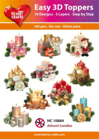 Billede: UDSTANSEDE MOTIVER MED GLITTER/GULD 10 ASS. LYS MED JULEPYNT
