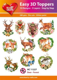 Billede: UDSTANSEDE MOTIVER MED GLITTER/GULD 10 ASS. HC11227, Deer - Forest