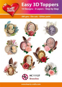 Billede: UDSTANSEDE MOTIVER MED GLITTER/GULD 10 ASS. HC11127, udstansede brocher