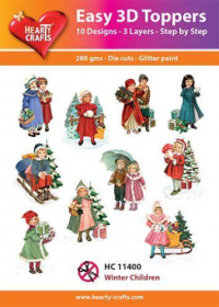 Billede: UDSTANSEDE MOTIVER MED GLITTER/GULD 10 ASS. HC11400, vinterbørn