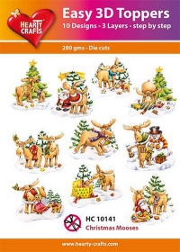Billede: UDSTANSEDE MOTIVER MED GLITTER/GULD 10 ASS. elge ved juletid,HC10141