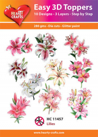 Billede: UDSTANSEDE MOTIVER MED GLITTER/GULD 10 ASS. HC11457, liljer