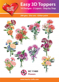 Billede: UDSTANSEDE MOTIVER MED GLITTER/GULD 10 ASS. HC11460, blomsterbuketter