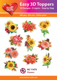 Billede: UDSTANSEDE MOTIVER MED GLITTER/GULD 10 ASS. HC11475, blomster