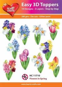 Billede: UDSTANSEDE MOTIVER MED GLITTER/GULD 10 ASS. HC11710, forårsblomster