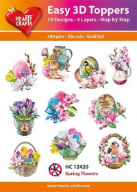 Billede: UDSTANSEDE MOTIVER MED GLITTER/GULD 10 ASS. Forårsblomster, HC12420
