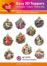 Billede: UDSTANSEDE MOTIVER MED GLITTER/GULD 10 ASS. JULEKUGLER MED MOTIVER, HC12775