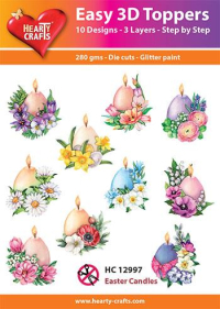 Billede: Easy 3D Toppers 10 ASS. Easter Candles, HC12997, påskelys med blomster