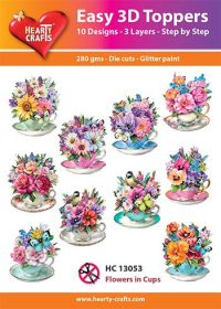 Billede: UDSTANSEDE MOTIVER MED GLITTER/GULD 10 ASS. BLOMSTER I KOPPER, HC13053