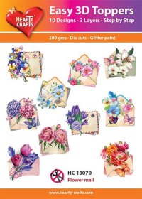 Billede: UDSTANSEDE MOTIVER MED GLITTER/GULD 10 ASS. BLOMSTER SENDT I BREVE, HC13070