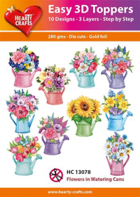Billede: UDSTANSEDE MOTIVER MED GLITTER/GULD, Easy 3D Toppers,  BLOMSTER I VANKANDER 10 ASS., HC13078