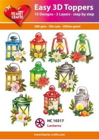 Billede: UDSTANSEDE MOTIVER MED GLITTER/GULD 10 ASS. HC10317, julelygter
