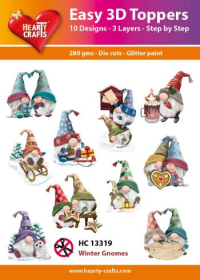 Billede: UDSTANSEDE MOTIVER MED GLITTER/GULD 10 ASS. HC13319, vinter gnomes