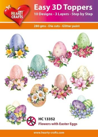 Billede: Easy 3D Toppers 10 ASS. HC13352, påskeæg med blomster rundt i kanten