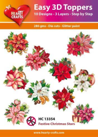 Billede: UDSTANSEDE MOTIVER MED GLITTER/GULD 10 ASS. JULESTJERNER, HC13354