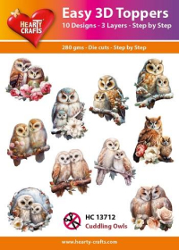 Billede: Easy 3D Toppers UDSTANSEDE MOTIVER MED GLITTER/GULD 10 ASS. Kærlige ugler, HC13712