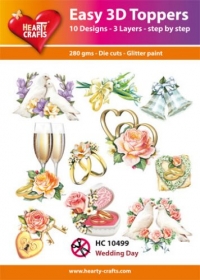 Billede: UDSTANSEDE MOTIVER MED GLITTER/GULD 10 ASS. HC10499, bryllupsting