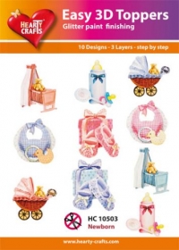 Billede: UDSTANSEDE MOTIVER MED GLITTER/GULD 10 ASS. HC10503, babyting