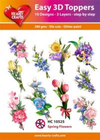 Billede: UDSTANSEDE MOTIVER MED GLITTER/GULD 10 ASS. HC10525, blomster i små buketter,