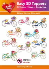 Billede: UDSTANSEDE MOTIVER MED GLITTER/GULD 10 ASS. HC10621 DAMECYKLER