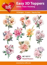 Billede: UDSTANSEDE MOTIVER MED GLITTER/GULD 10 ASS. små blomsterbuketter, HC10717