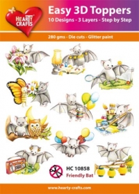 Billede: UDSTANSEDE MOTIVER MED GLITTER/GULD 10 ASS. HC10858, små venlige flagermus