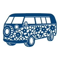 Billede: skæreskabelon VW-kleinbus, D337, 10,1x8,5cm, tattered lace, tilbud, førpris kr. 150,-, nupris
