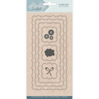 Billede: skæreskabelon til slimcard (M65), Card Deco Dies, Slimline Buttons, CDECD0103, 21x10cm