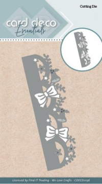 Billede: skære/prægeskabelon julekant med sløjfer og klokker, skærer kun fra i mønstersiden, Card Deco Dies 